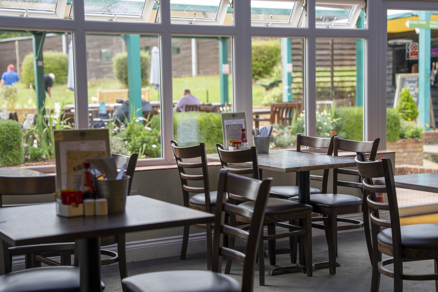 Inside The Oaks Café and Bar with garden and course views, Carshalton, Surrey