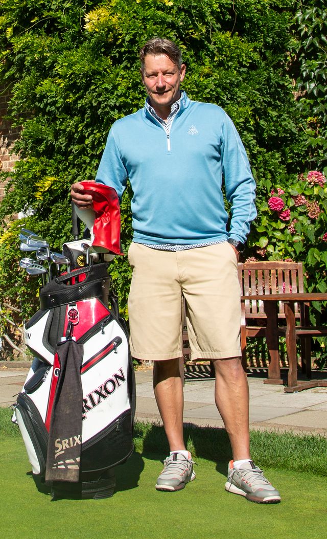 Jon Good, PGA and TPI golf coach, at The Oaks with his golf bag
